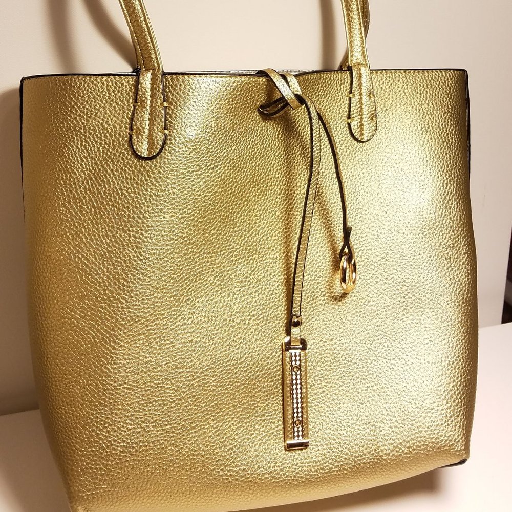 Imoshion Large Reversibile Genuine Faux Leather Bag-In-A-Bag Tote